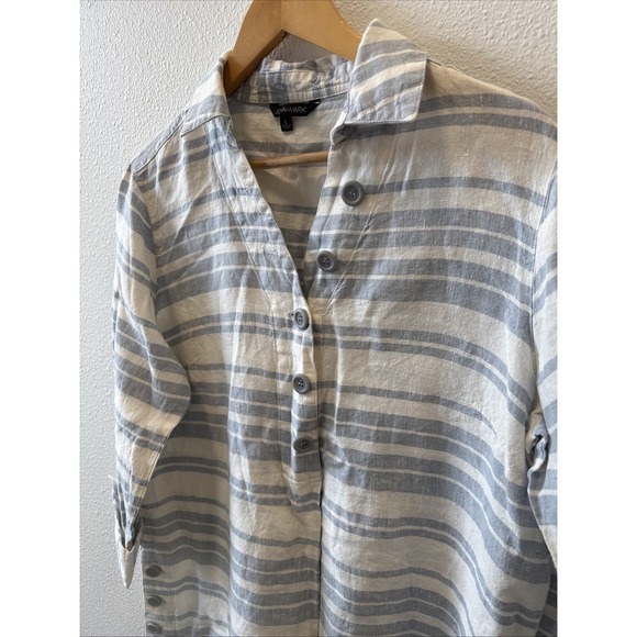 John Mark 100% Linen Button Blouse L Coastal Resortwear Laganlook Office Beach - Picture 2 of 11